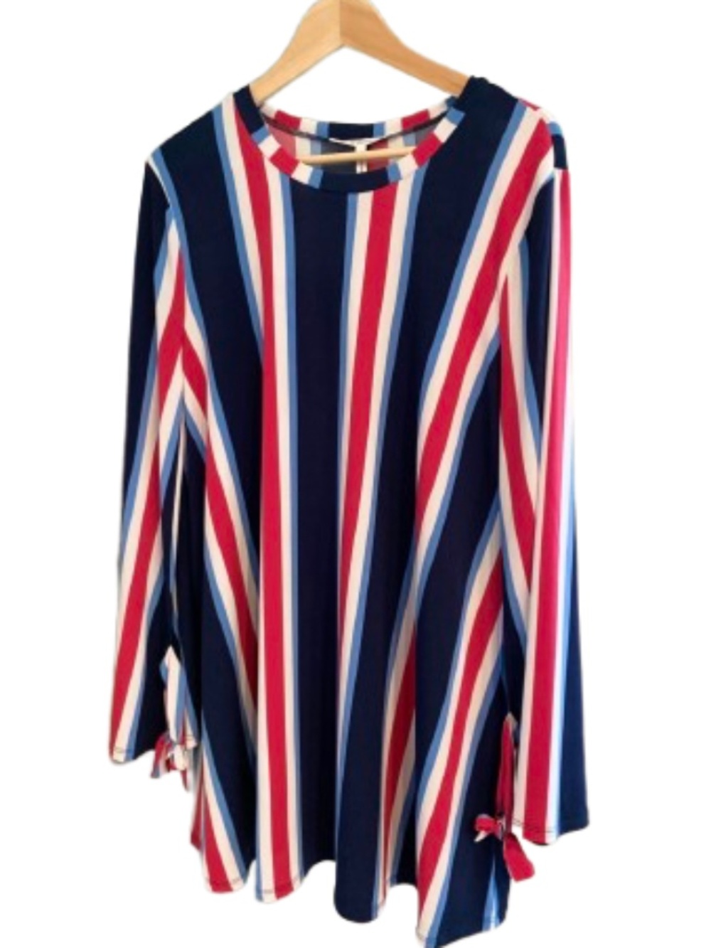 BCBGeneration Navy, Red, Light Blue & White Striped Long Sleeve Dress